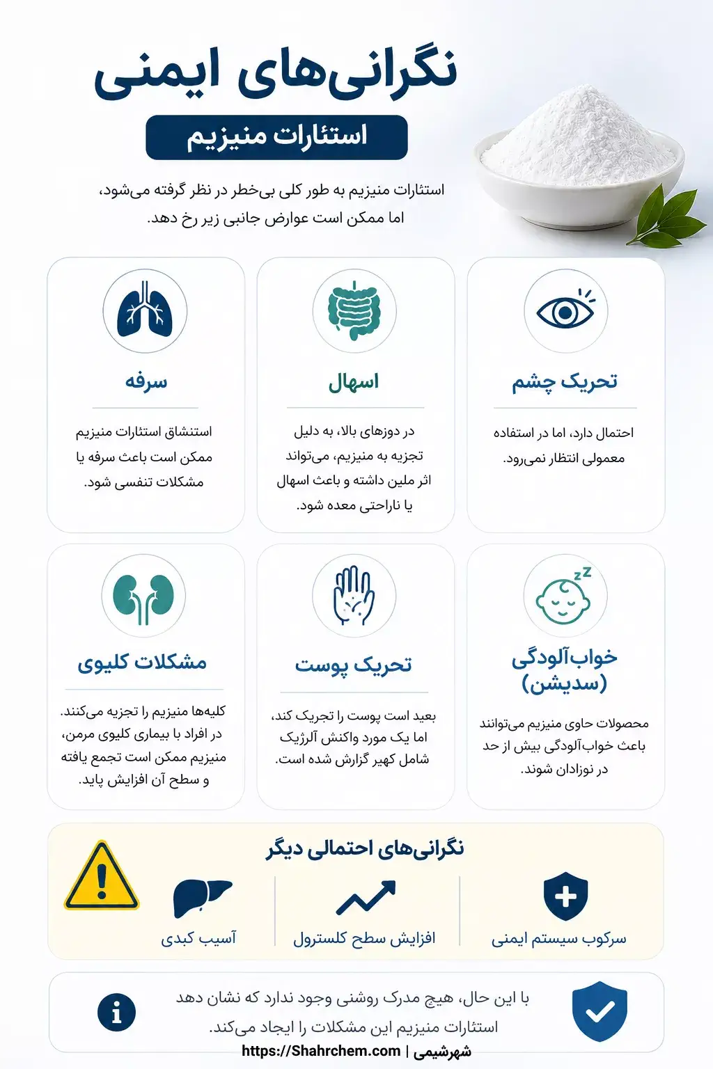 نگرانی های ایمنی منیزیم استئارات