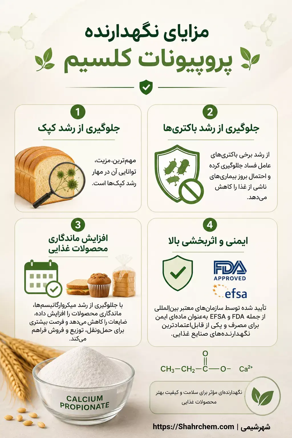 مزایای پودر کلسیم پروپیونات