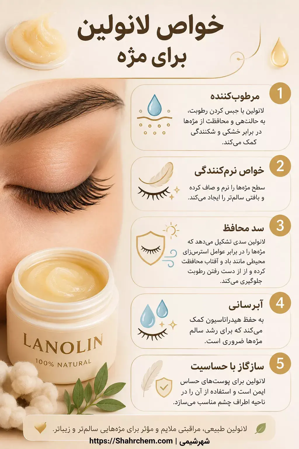خواص لانولین برای مژه