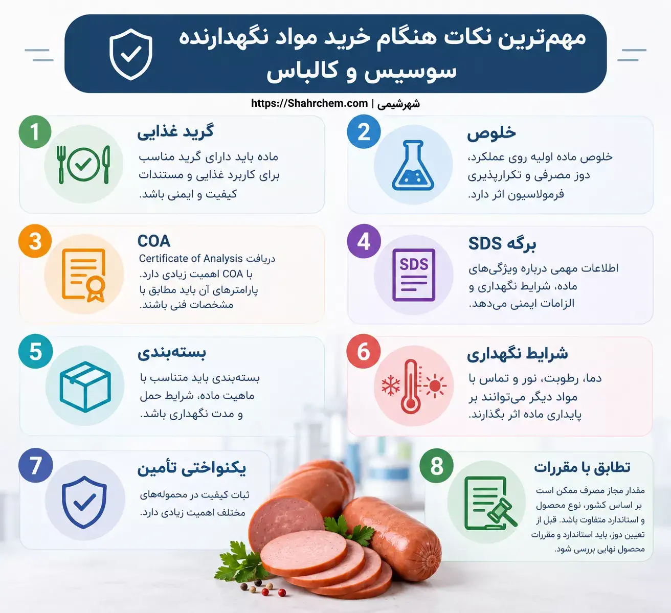 مهم ترین نکات هنگام خرید مواد نگهدارنده سوسیس و کالباس
