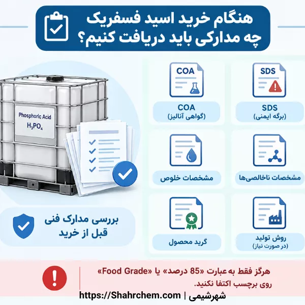 هنگام خرید اسید فسفریک چه مدارکی باید دریافت کنیم؟